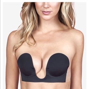 U Plunge Backless Strapless Bra - Black, Size D